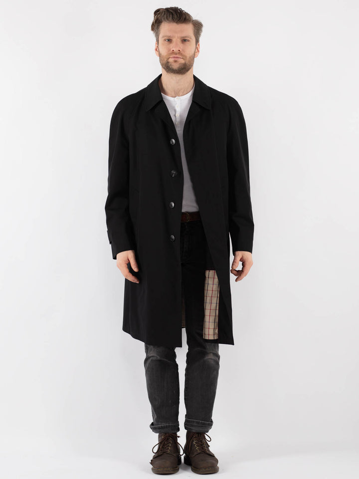 Vintage 90's Men Trench Coat in Black
