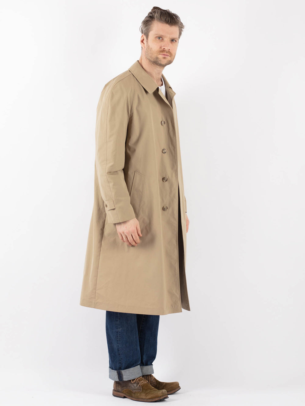 Vintage 90's Men Mac Coat in BeigeZ1222