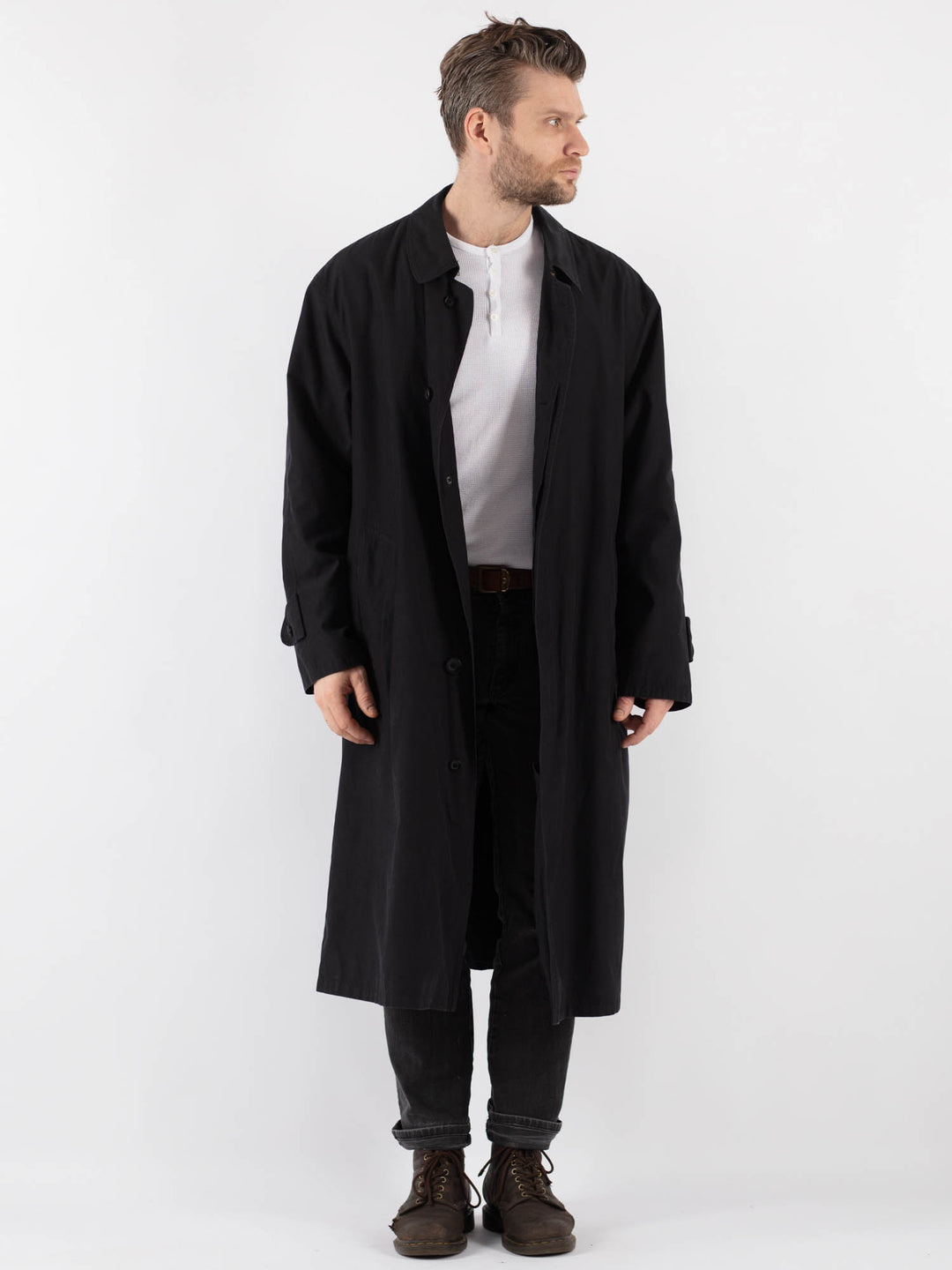 Vintage 90's Men Mac Coat in BlackZ841