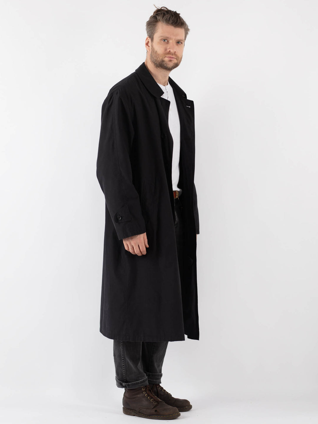 Vintage 90's Men Mac Coat in BlackZ841