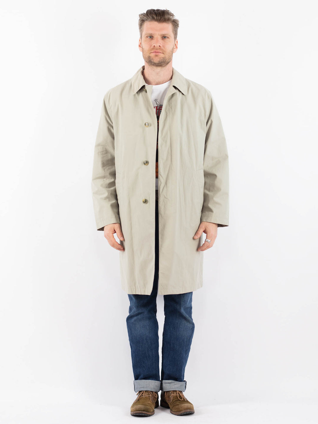 Vintage 00's Men Mac Coat in BeigeZ1503