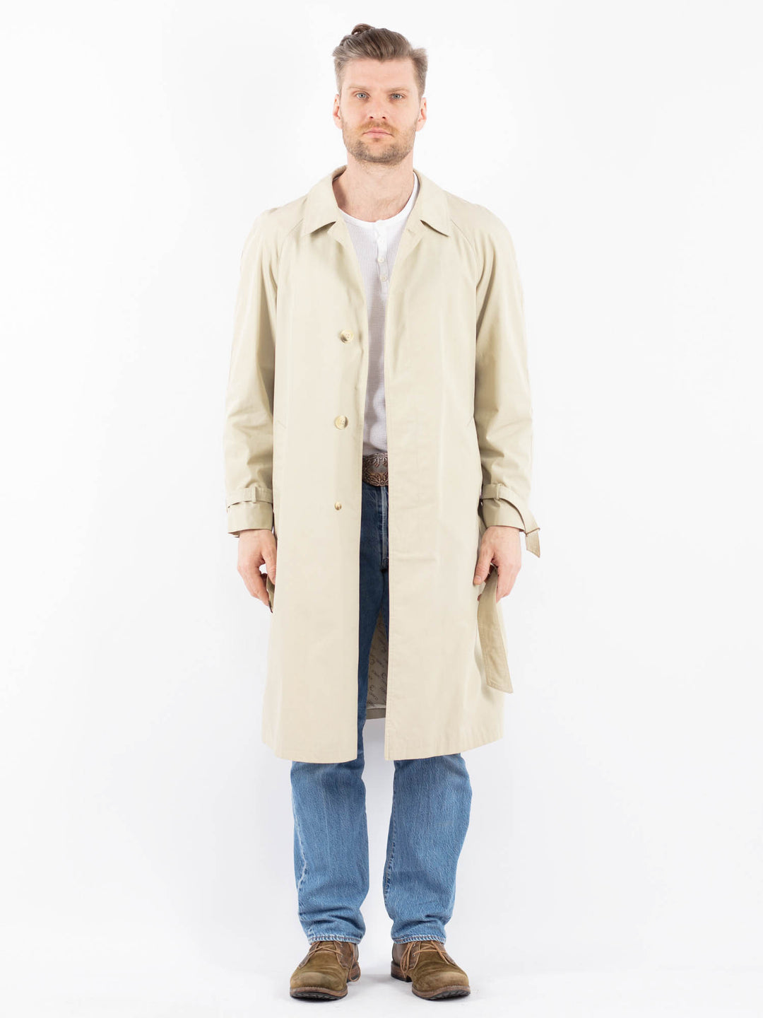 Vintage 90's Men Mac Coat in BeigeZ1462