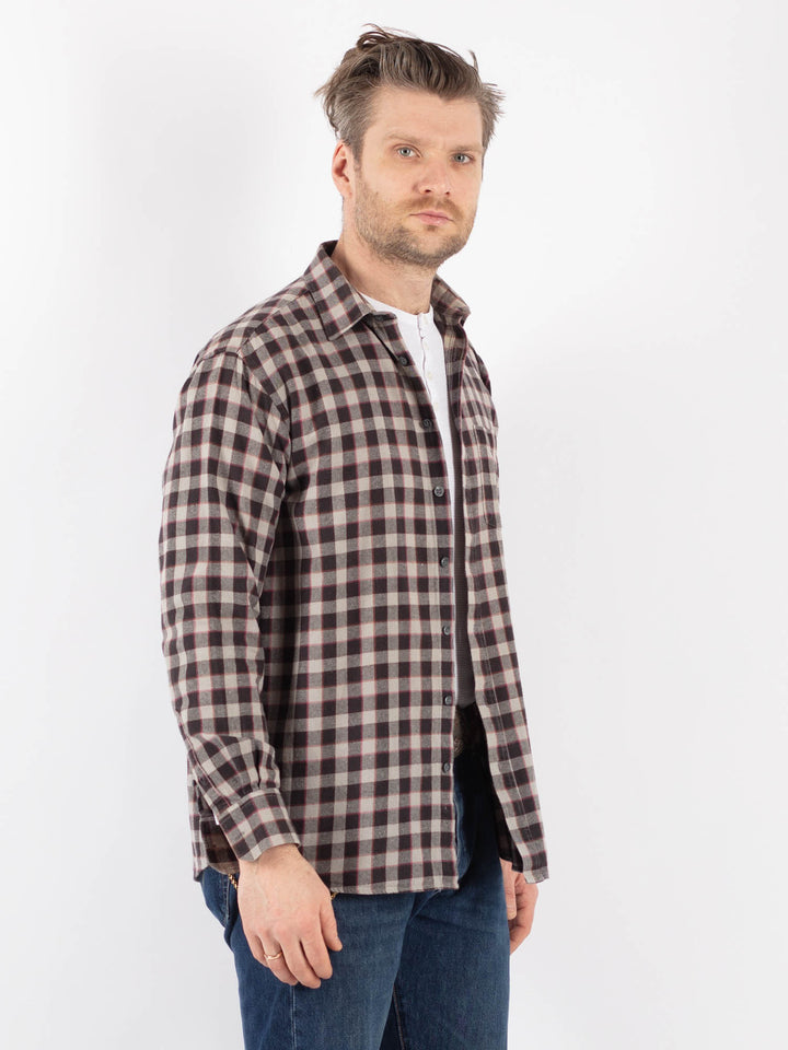 Vintage 90's Men Plaid Flannel Shirt in GrayZ1137