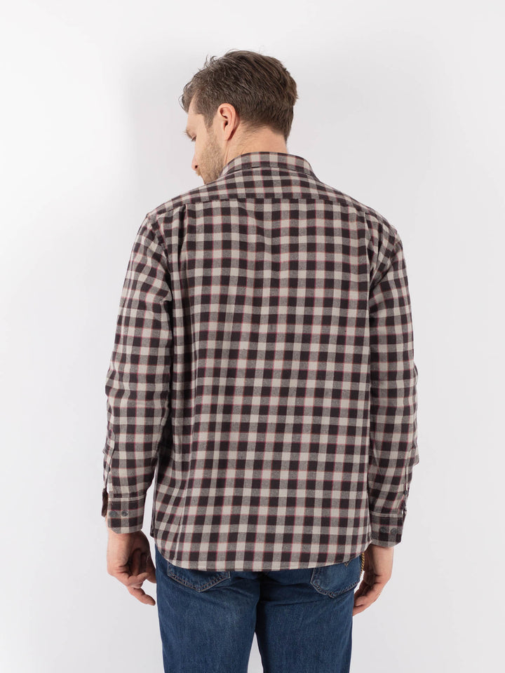 Vintage 90's Men Plaid Flannel Shirt in GrayZ1137