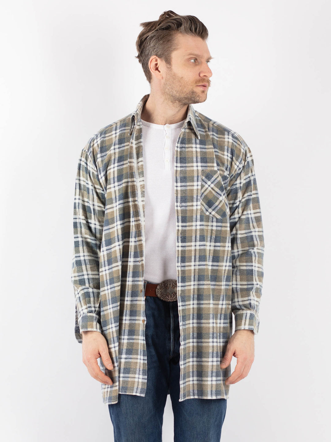 Vintage 90's Men Plaid Flannel Shirt in MultiZ1143