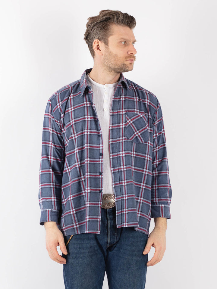 Vintage 90's Men Plaid Flannel Shirt in MultiZ1153
