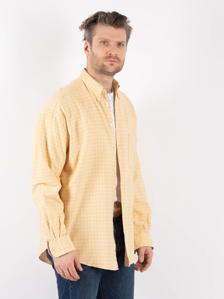Vintage 90's Men Plaid Flannel Shirt in BeigeZ1162