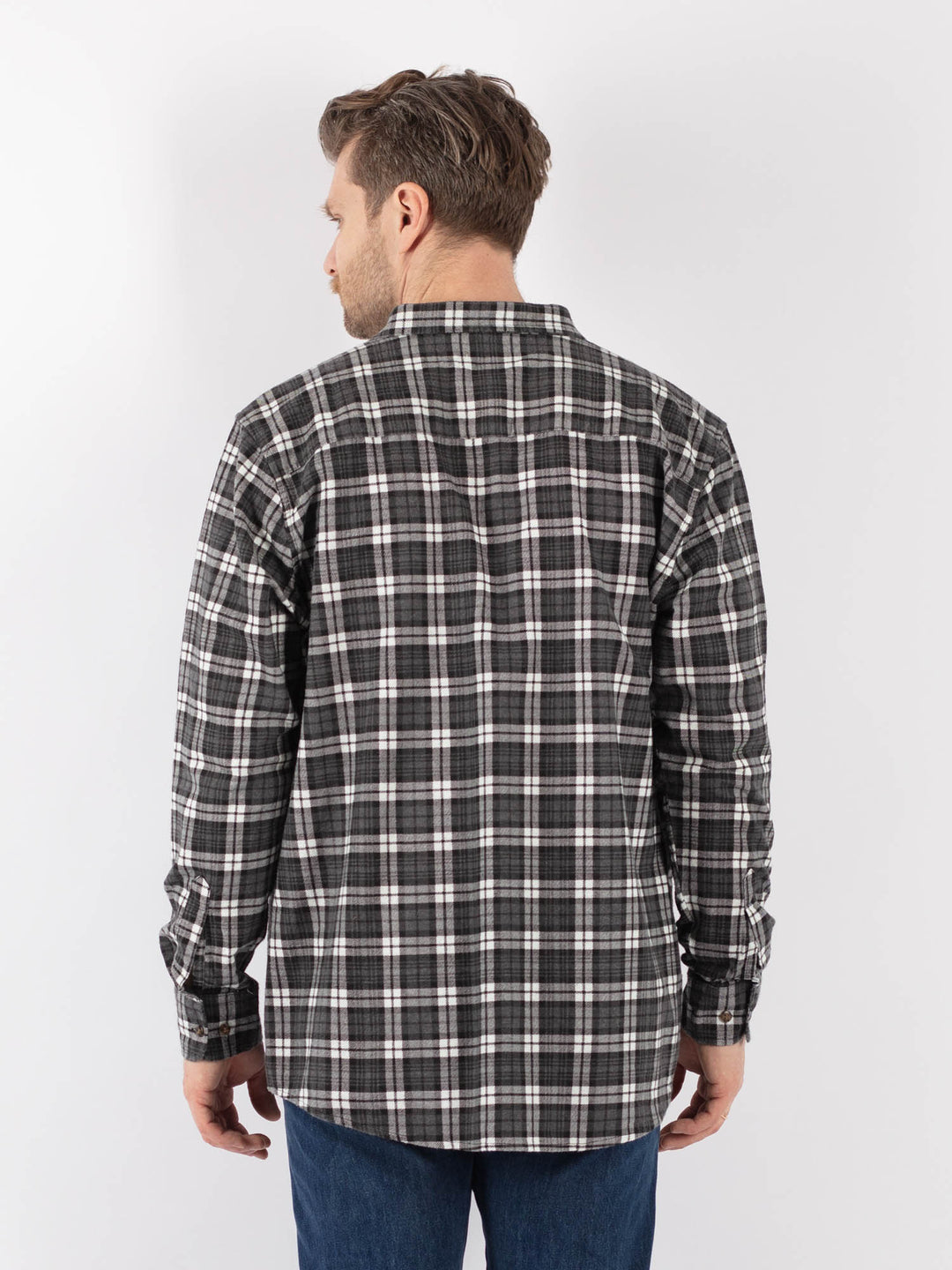 Vintage 90's Men Plaid Flannel Shirt in GrayZ1163