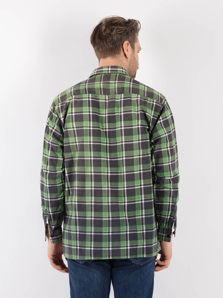 Vintage 90's Men Plaid Flannel Shirt in GreenZ1170