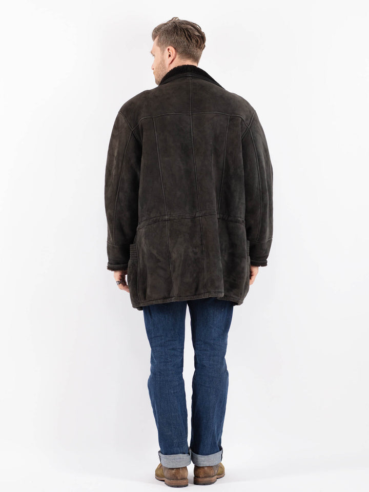 Vintage 90's Men Sheepskin Coat in GrayZ1530