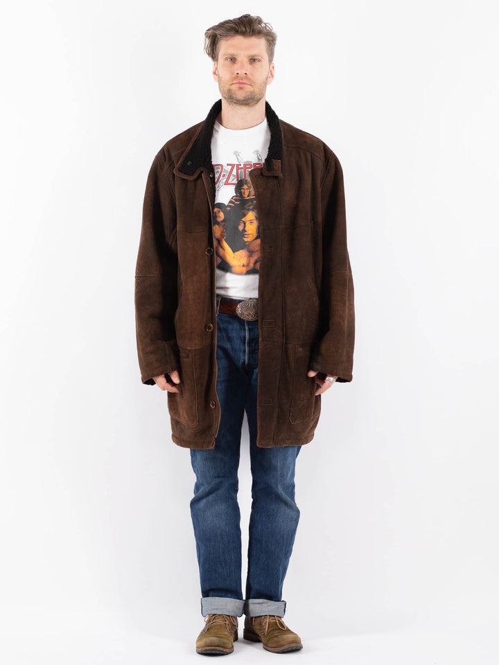 Vintage 90's Men Sheepskin Coat in BrownZ1536