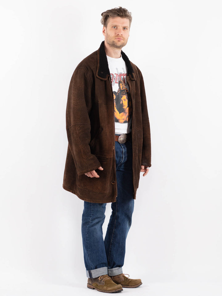 Vintage 90's Men Sheepskin Coat in BrownZ1536