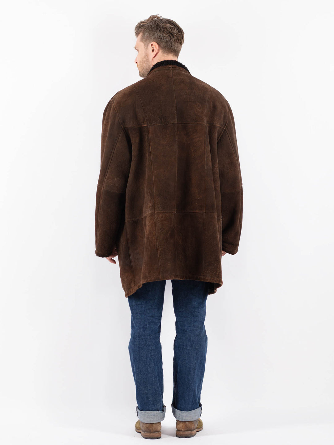 Vintage 90's Men Sheepskin Coat in BrownZ1536
