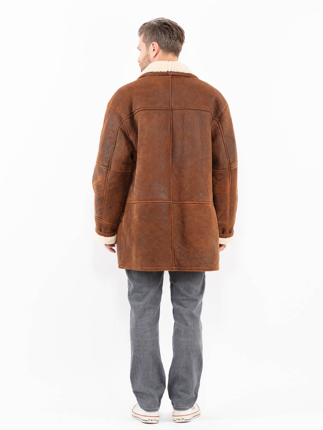 Vintage 90's Men Sheepskin Coat in BrownZ1985