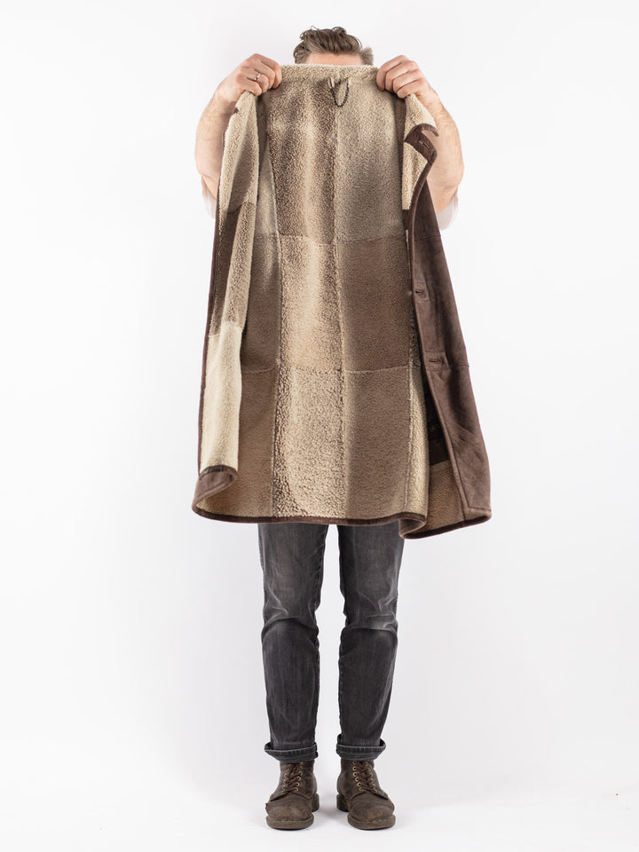 Vintage 90's Men Sheepskin Coat in Brown