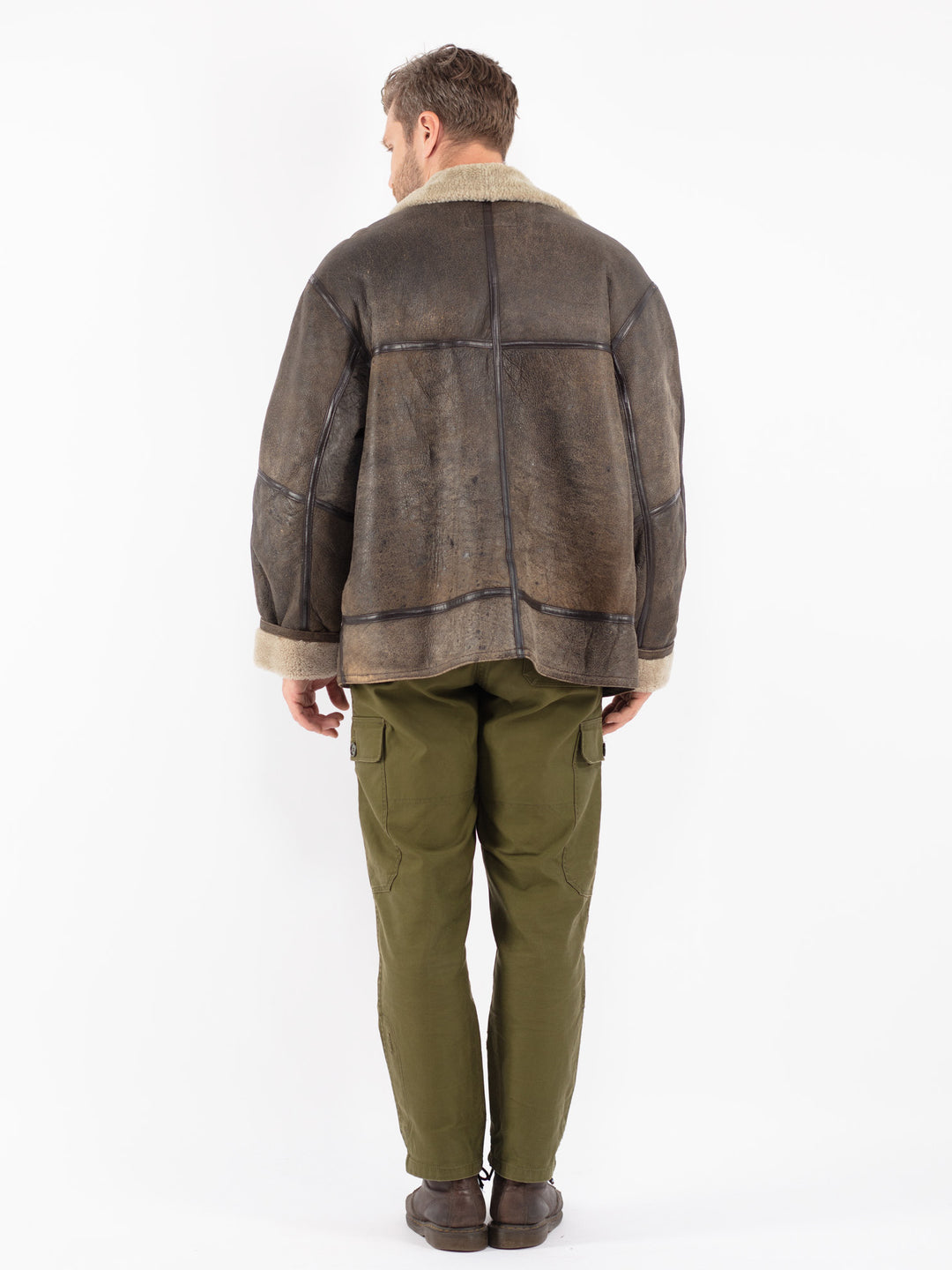 Vintage 90's Men Sheepskin Jacket in Brown