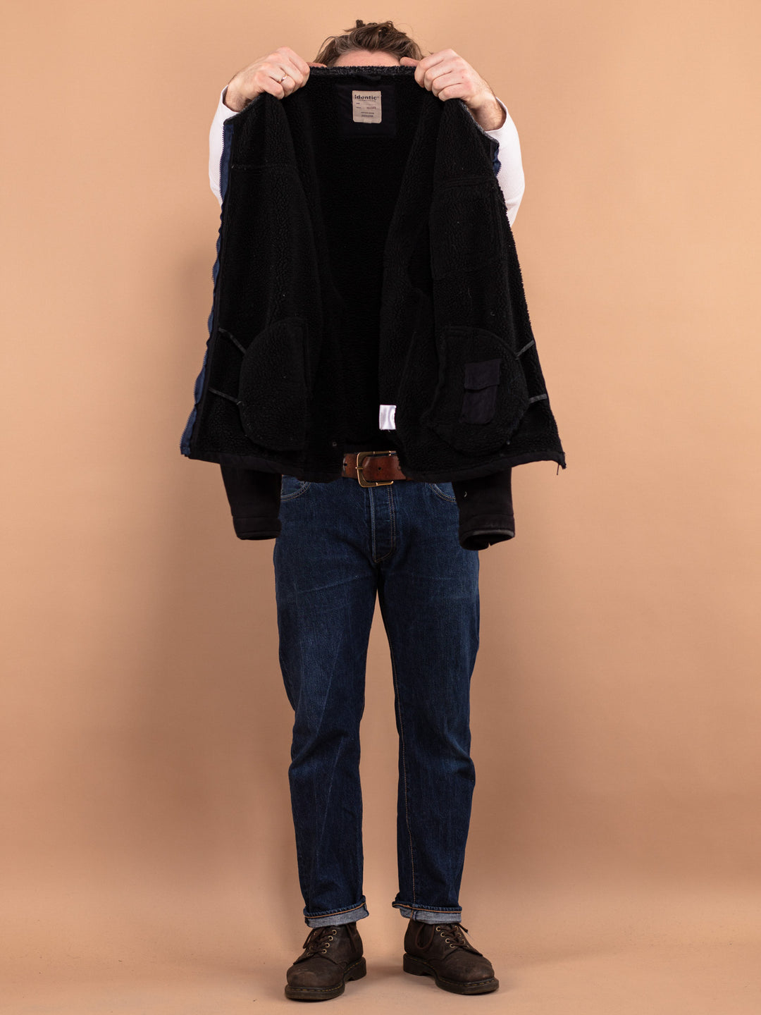 Vintage 90's Men Sherpa Bomber Jacket in Black - NorthernGrip