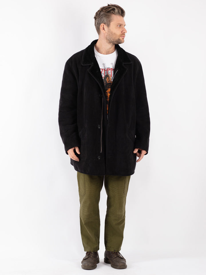 Vintage Men Sherpa Coat in Black