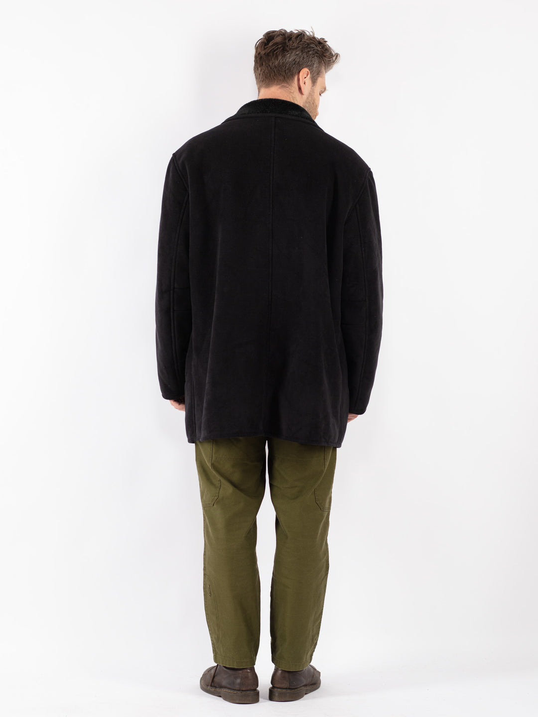 Vintage Men Sherpa Coat in Black