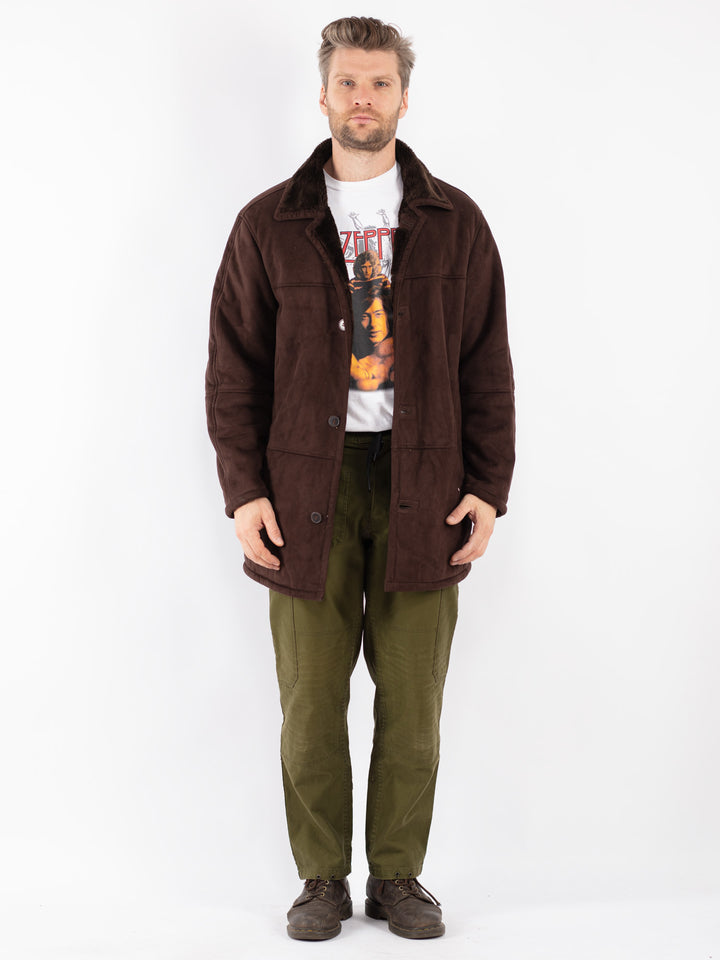 Vintage 90's Men Sherpa Coat in Brown