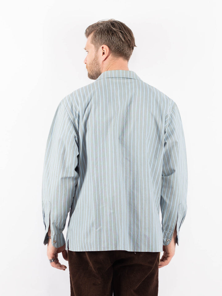 Vintage 90's Men Plaid Flannel Shirt in BlueZ1703