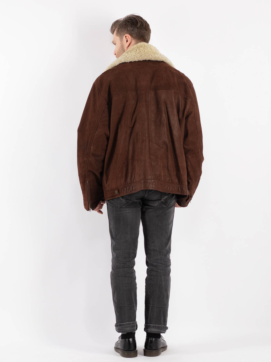 Vintage 90's Men Suede Jacket in Brown