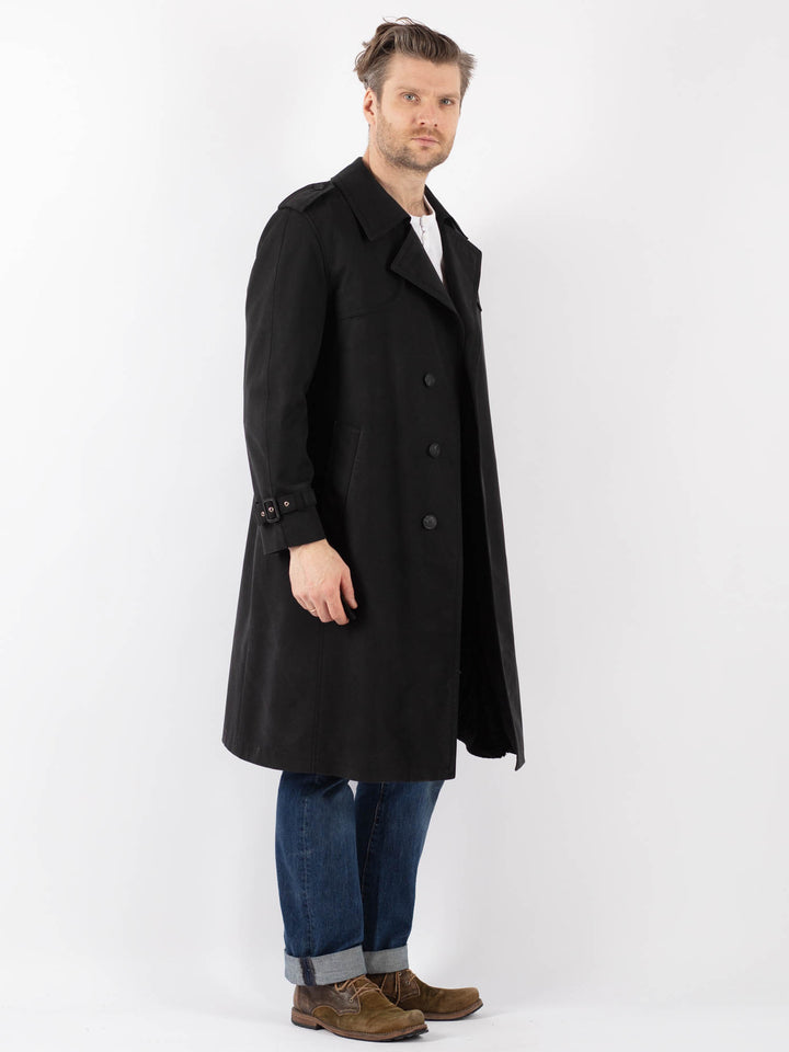 Vintage 90's Men Trench Coat in BlackZ1216