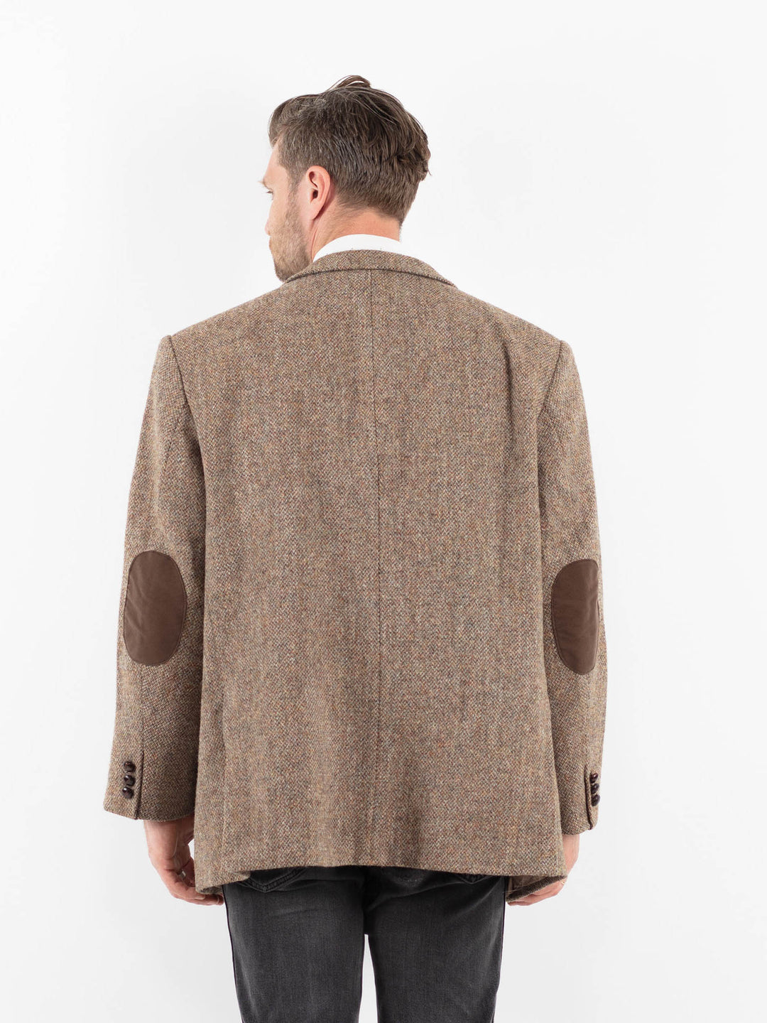 Vintage 90's Men Oversized Harris Tweed Jacket in Brown