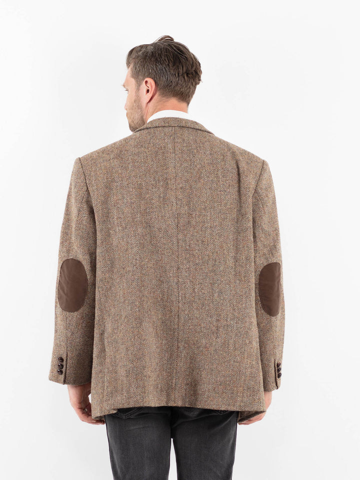 Vintage 90's Men Oversized Harris Tweed Jacket in Brown