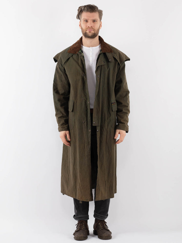 Vintage 90's Men Waxed Canvas Coat in GreenZ901