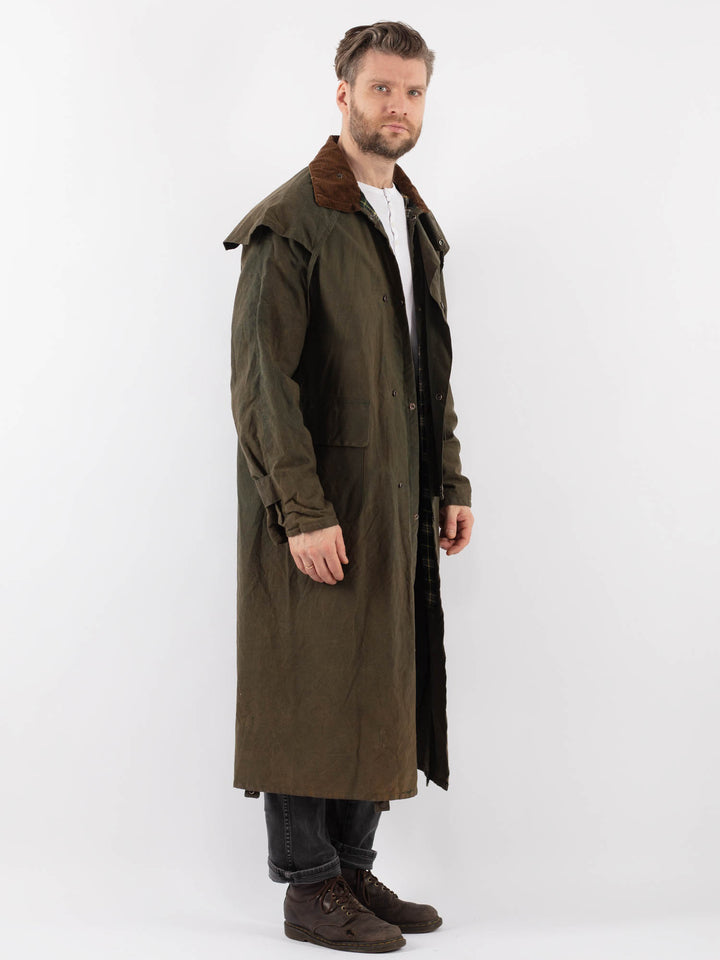 Vintage 90's Men Waxed Canvas Coat in GreenZ901