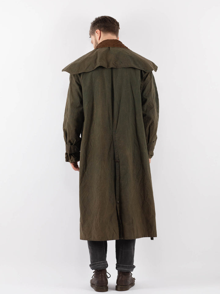 Vintage 90's Men Waxed Canvas Coat in GreenZ901