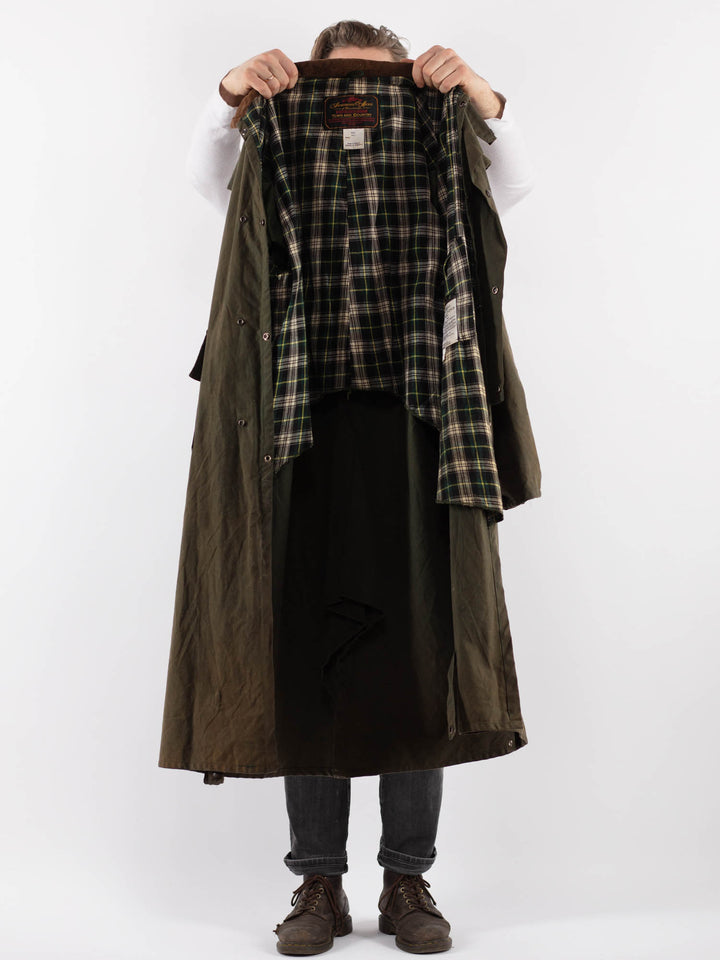 Vintage 90's Men Waxed Canvas Coat in GreenZ901