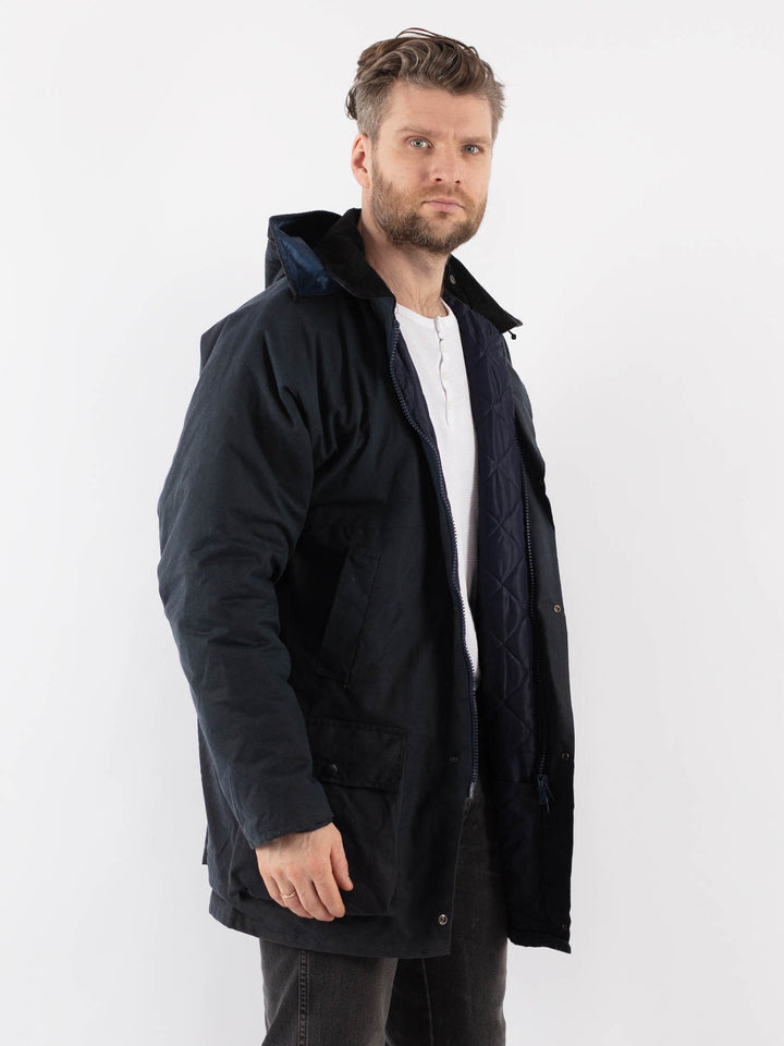 Vintage 90's Men Waxed Canvas Jacket in BlueZ918
