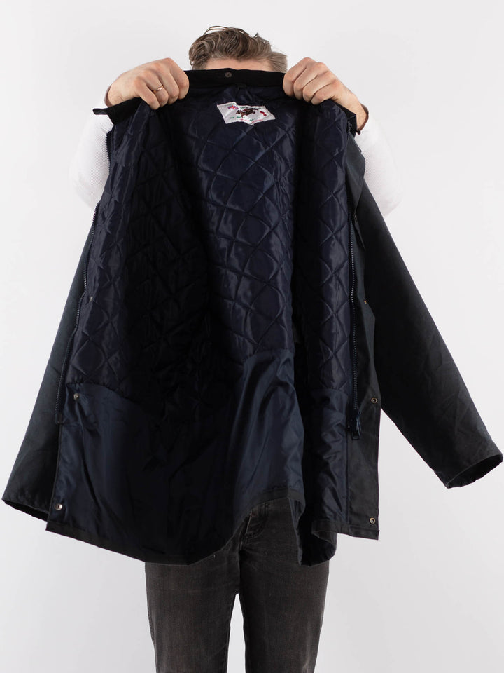 Vintage 90's Men Waxed Canvas Jacket in BlueZ918