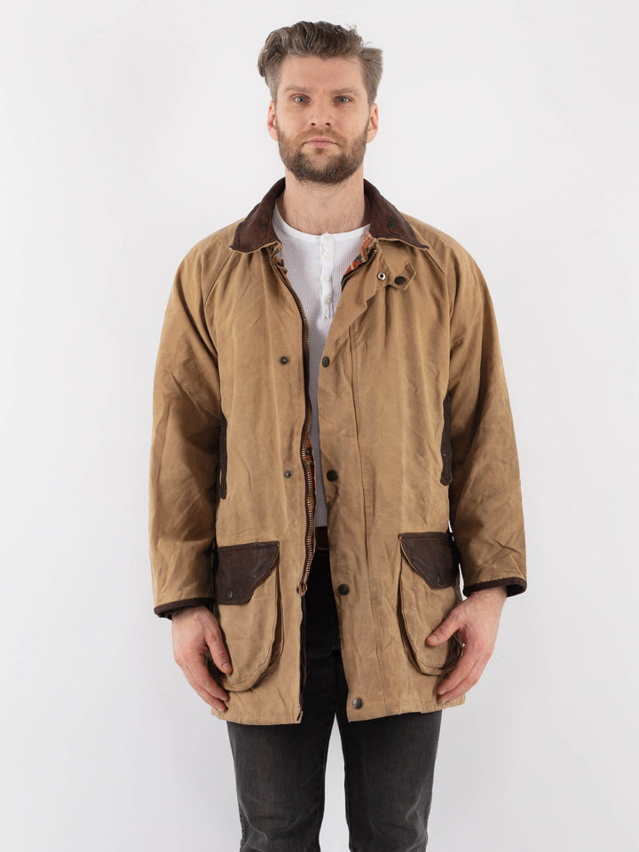 Vintage 90's Men Waxed Canvas Jacket in BeigeZ895