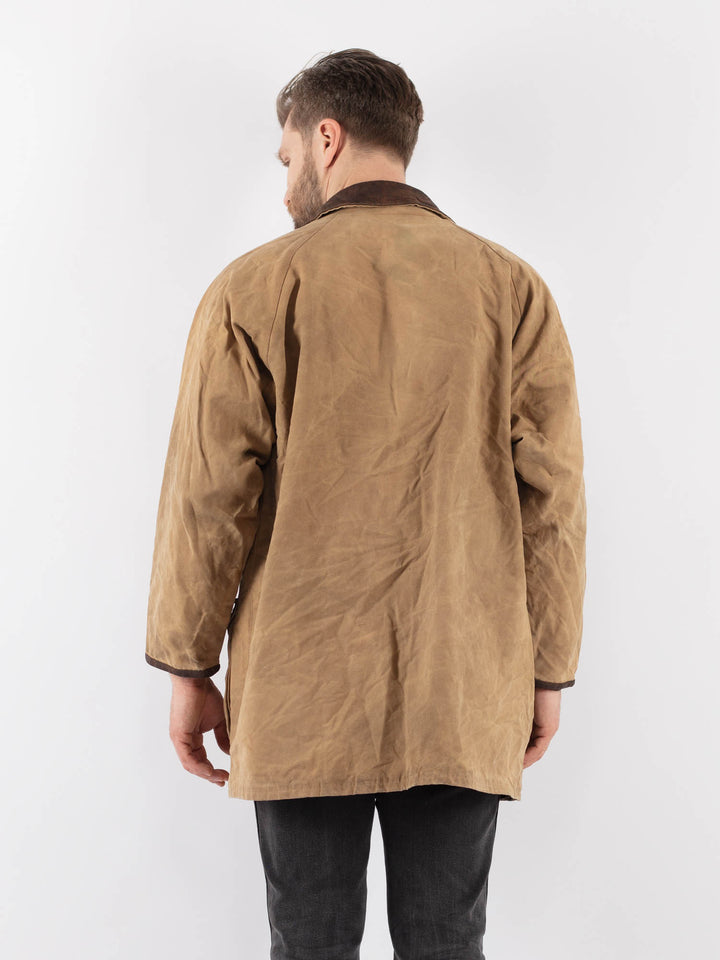 Vintage 90's Men Waxed Canvas Jacket in BeigeZ895
