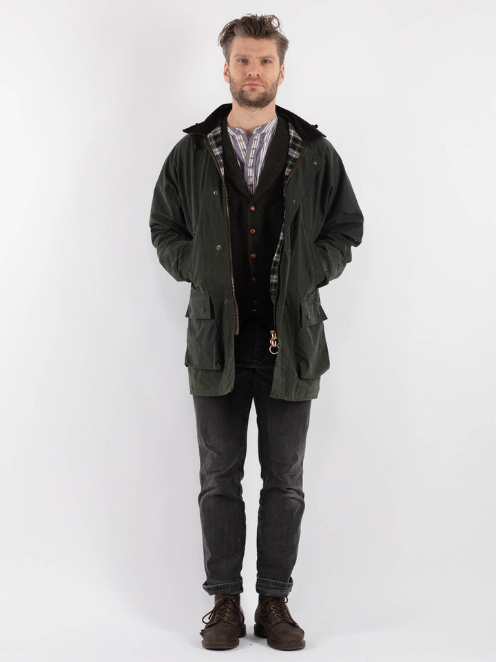 Vintage 90's Men Waxed Canvas Jacket in Green - NorthernGrip