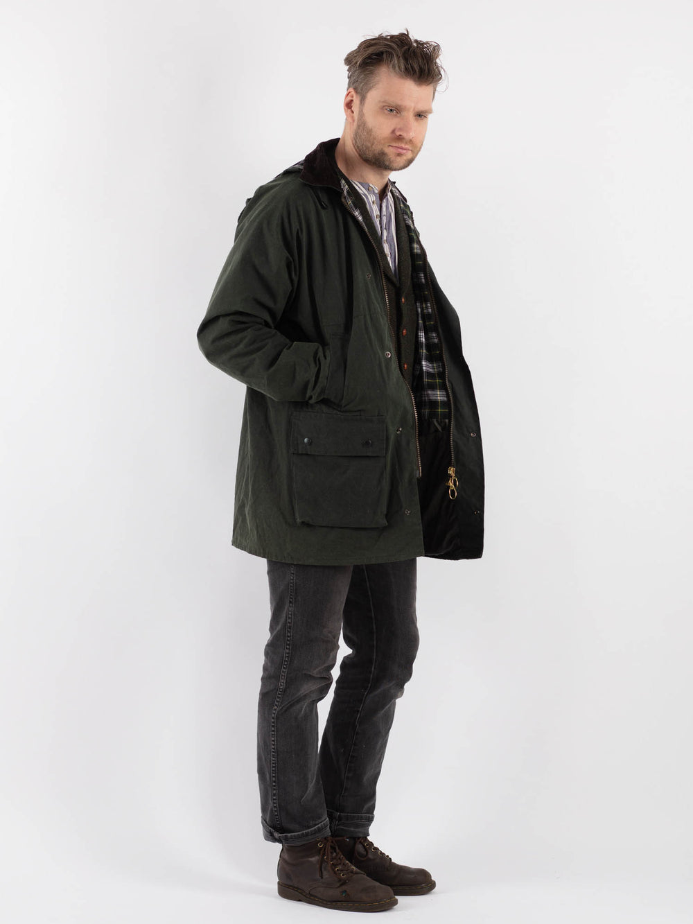 Vintage 90's Men Waxed Canvas Jacket in Green - NorthernGrip