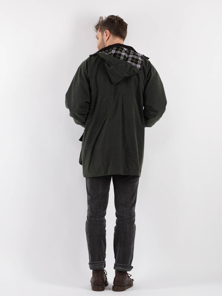 Vintage 90's Men Waxed Canvas Jacket in Green - NorthernGrip