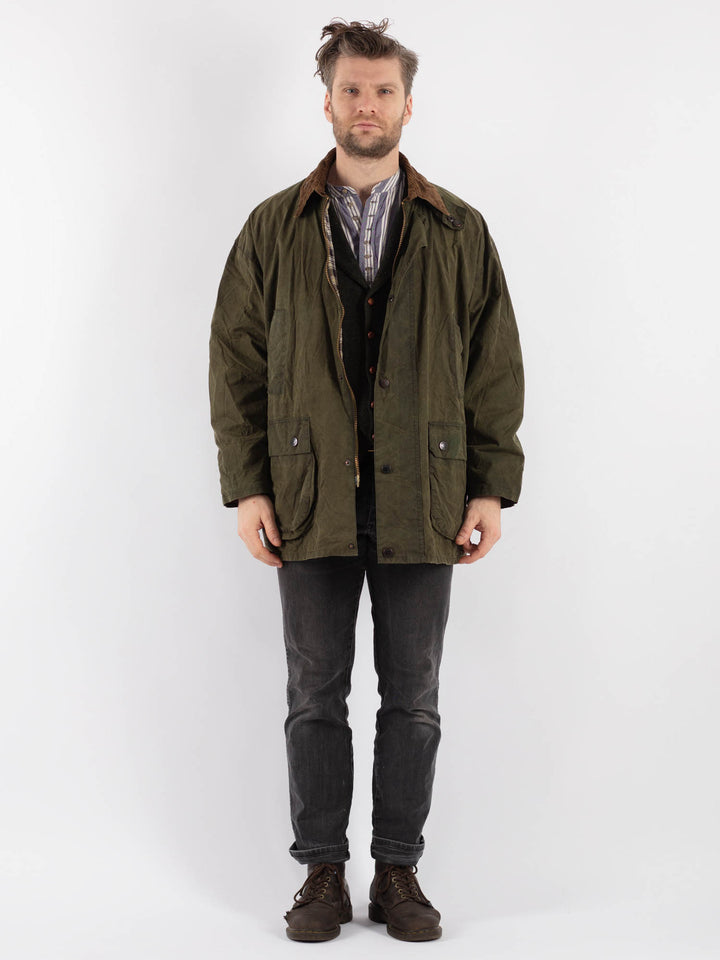 Vintage 90's Men Waxed Canvas Jacket in Green - NorthernGrip