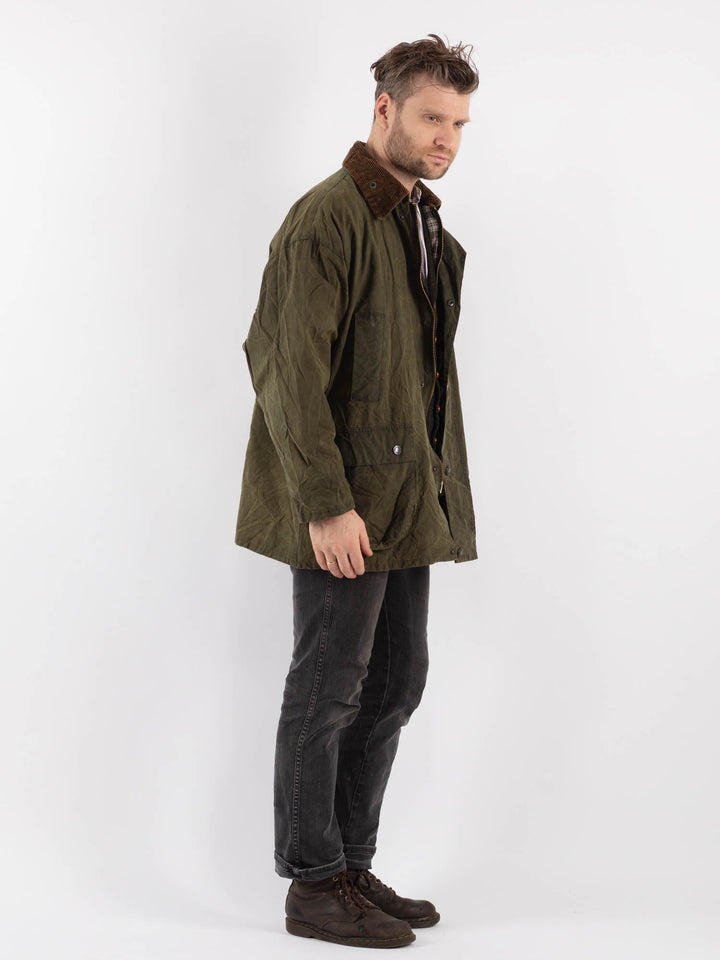 Vintage 90's Men Waxed Canvas Jacket in Green - NorthernGrip