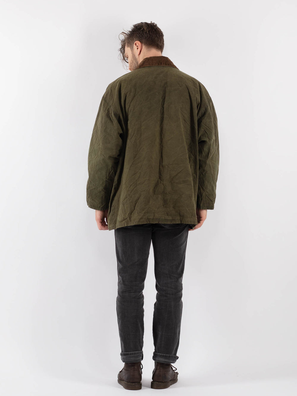 Vintage 90's Men Waxed Canvas Jacket in Green - NorthernGrip