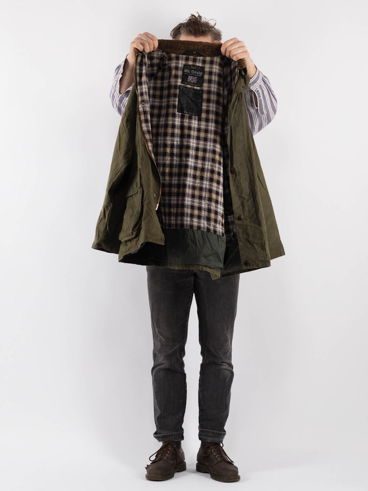 Vintage 90's Men Waxed Canvas Jacket in Green - NorthernGrip