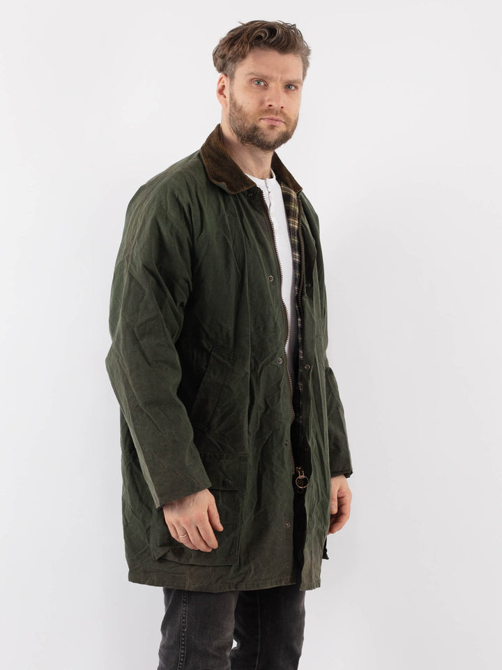 Vintage 90's Men Waxed Canvas Jacket in GreenZ906