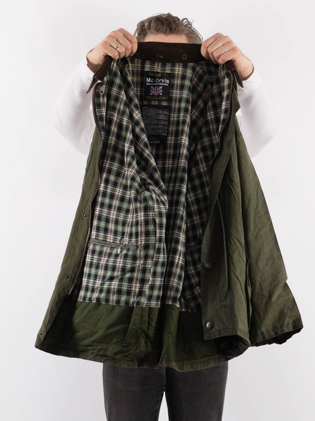 Vintage 90's Men Waxed Canvas Jacket in GreenZ909