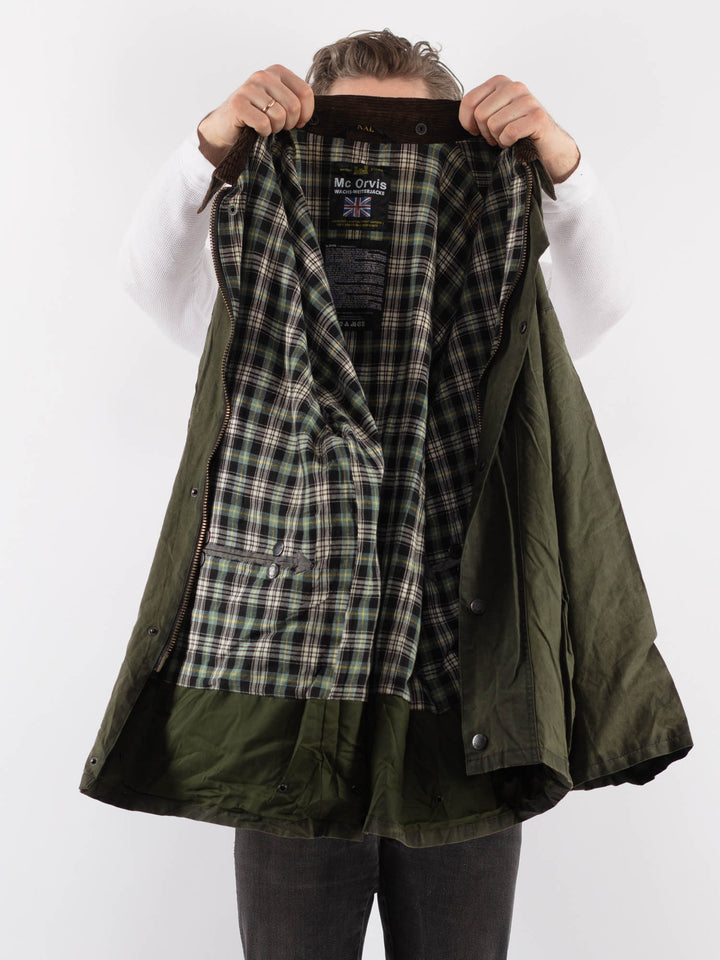 Vintage 90's Men Waxed Canvas Jacket in GreenZ909