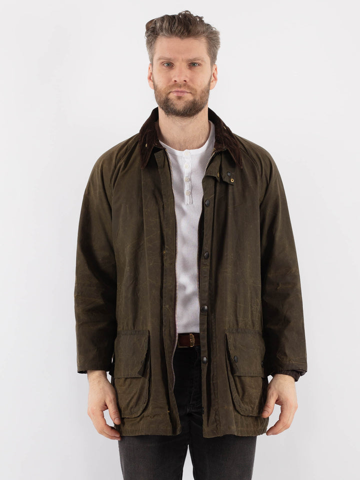 Vintage 90's Men Waxed Canvas Jacket in GreenZ911