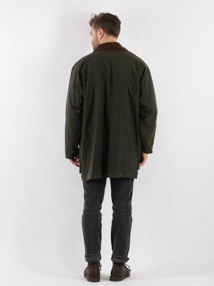 Vintage 90's Men Waxed Canvas Jacket in Green - NorthernGrip
