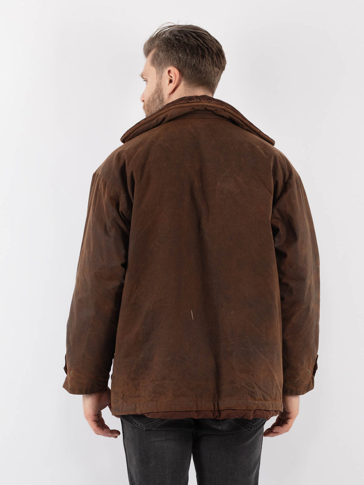 Vintage 90's Men Waxed Canvas Jacket in BrownZ914